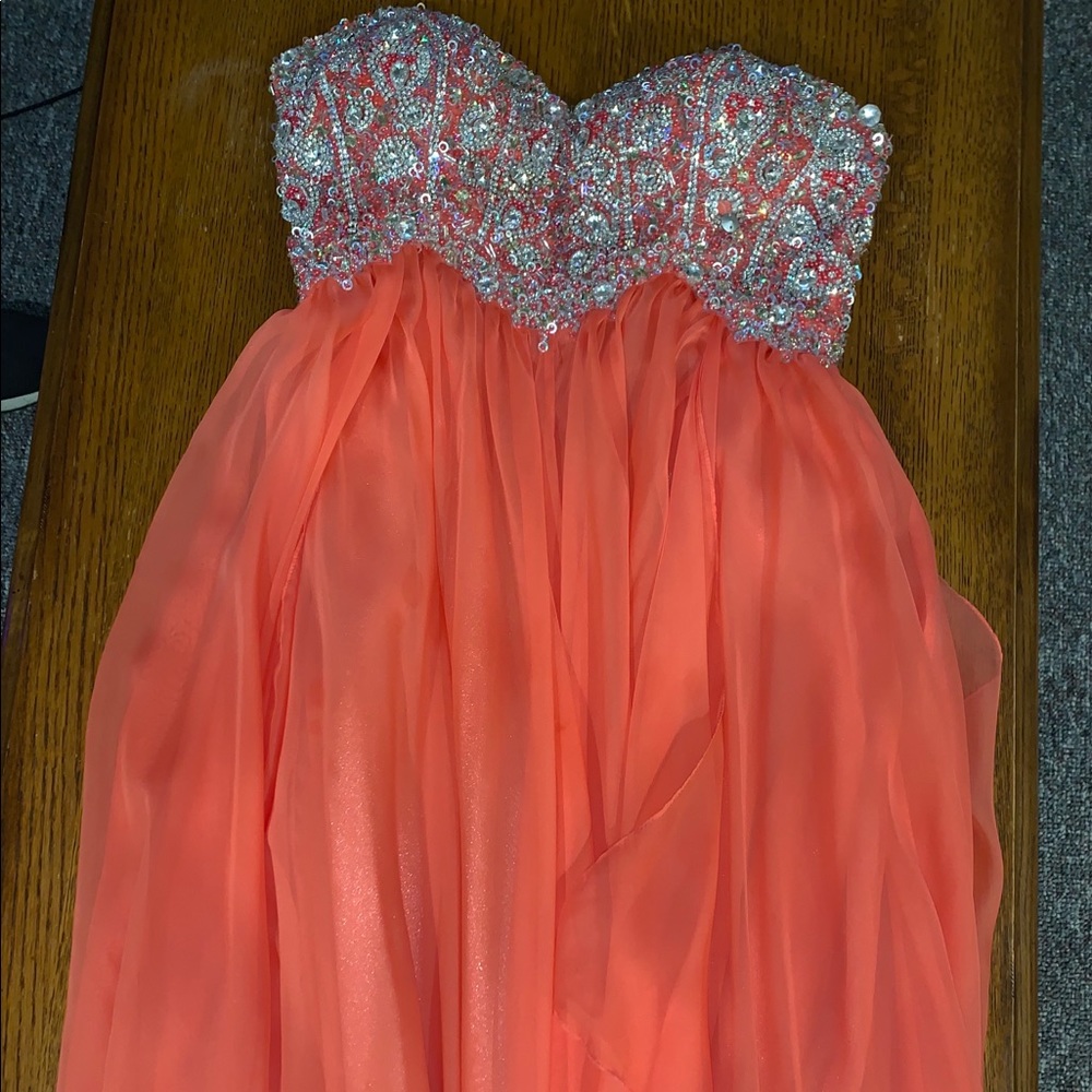 SHERRI HILL long coral prom dress